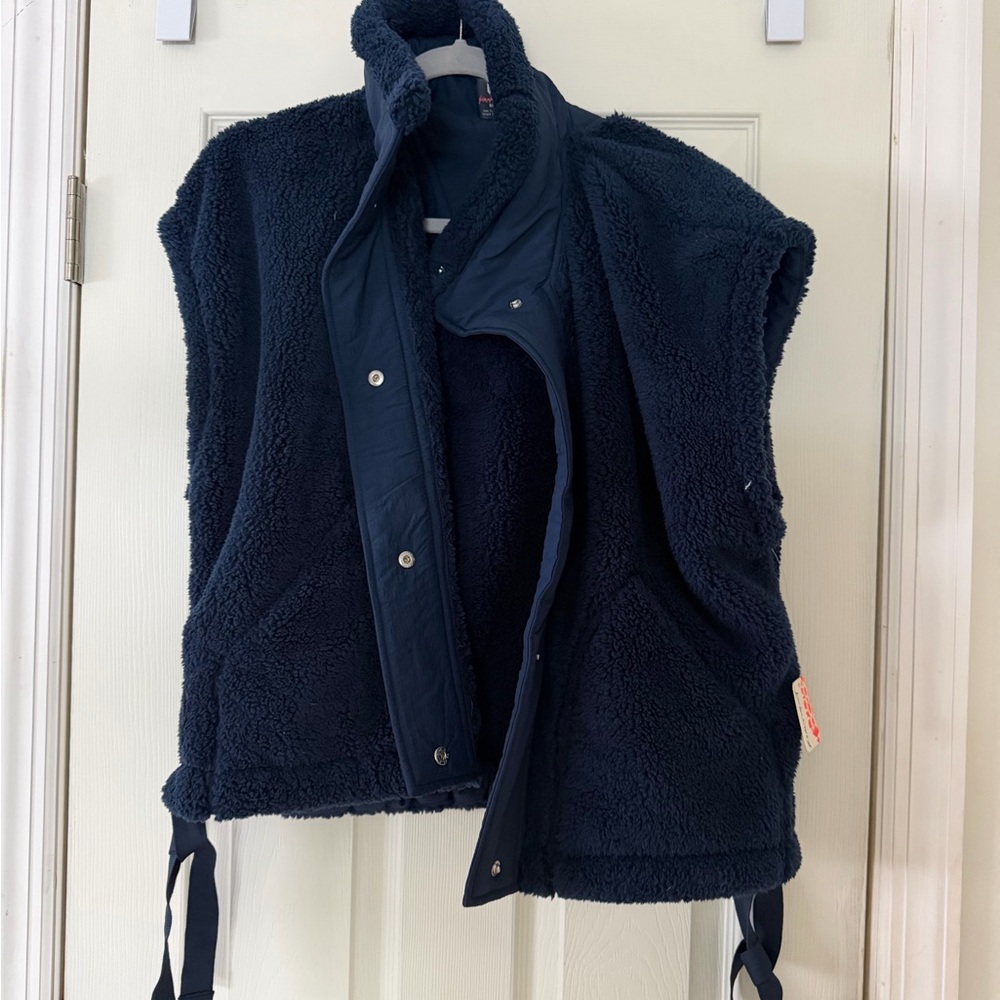 Free People Navy Fleece Vest